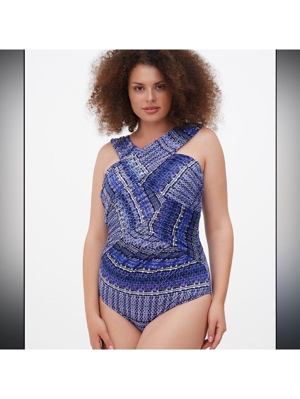 Garnet Hill Ruched Crossover One‑Piece Swimsuit Size 10 (NWOT)